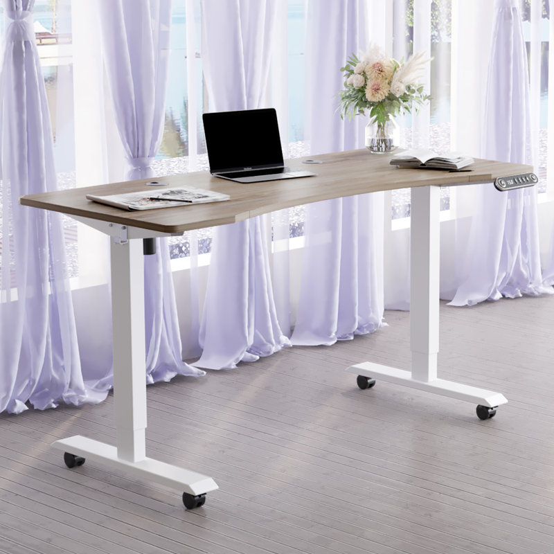 Inbox Zero 140cm W Height Adjustable Curved Standing Desk Wayfair.co.uk